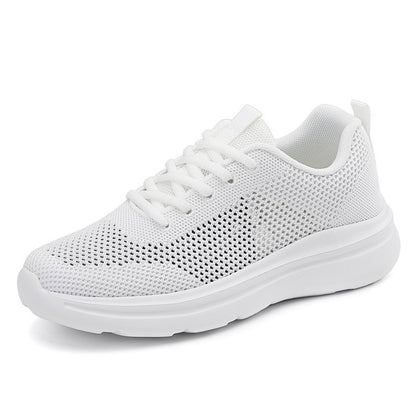 Buy Center Choice-Hollow Running Shoes Women's Mesh Breathable Sneaker Soft Bottom All White