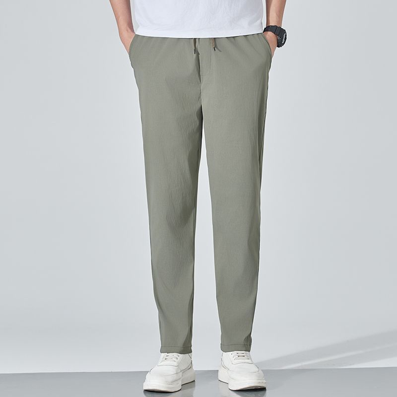 Buy Center Trend-Ice Silk Pants Quick-drying Thin Loose Straight Men Bean Green