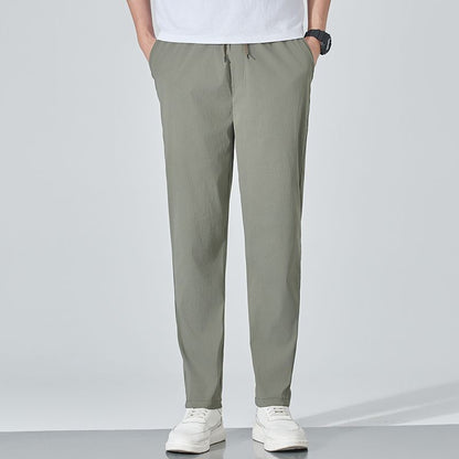 Buy Center Trend-Ice Silk Pants Quick-drying Thin Loose Straight Men Bean Green