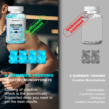 High Strength Creatine Monohydrate Gummies, Blueberry Flavored Creatine Gummies Monohydrate - 60 Gummies X 2 Bottles