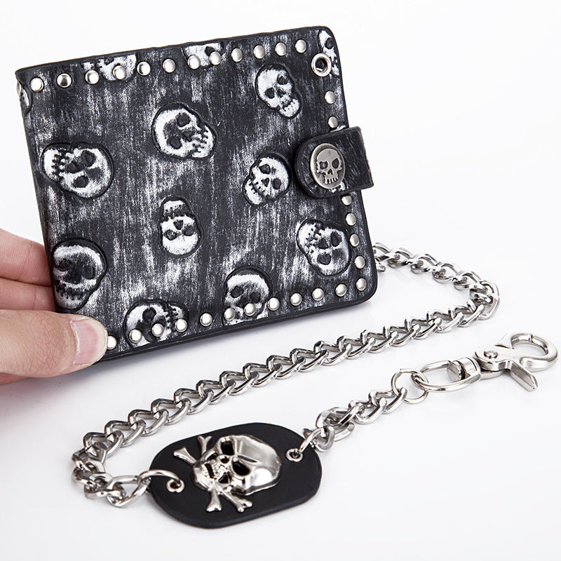 Punk Rock Wallet Skull Anti-theft Chain Clutch