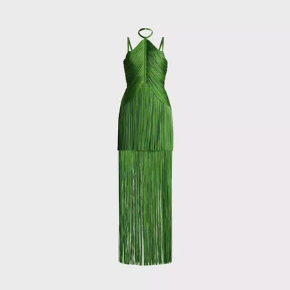 Green Halter Spaghetti Straps Tassel Dinner Ball Dress Buy Center