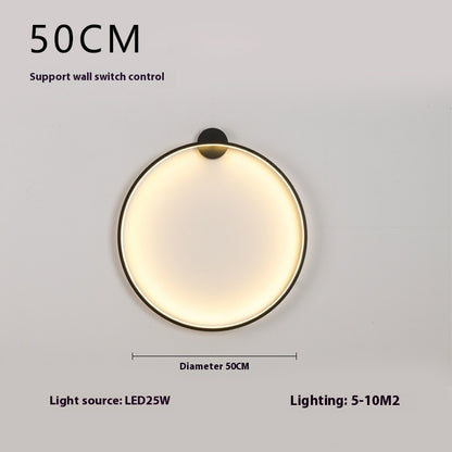 Fresh Arrivals at Buy Center: Round Wall Lamp Creative Personalized Bedroom Bedside Lamp Simple Modern Model B In Black 50CM