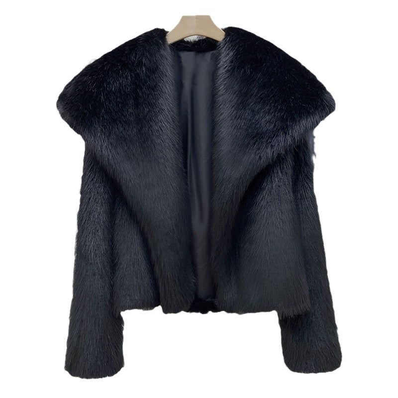 Women's Warm Big Collar Faux Fur Coat Buy Center