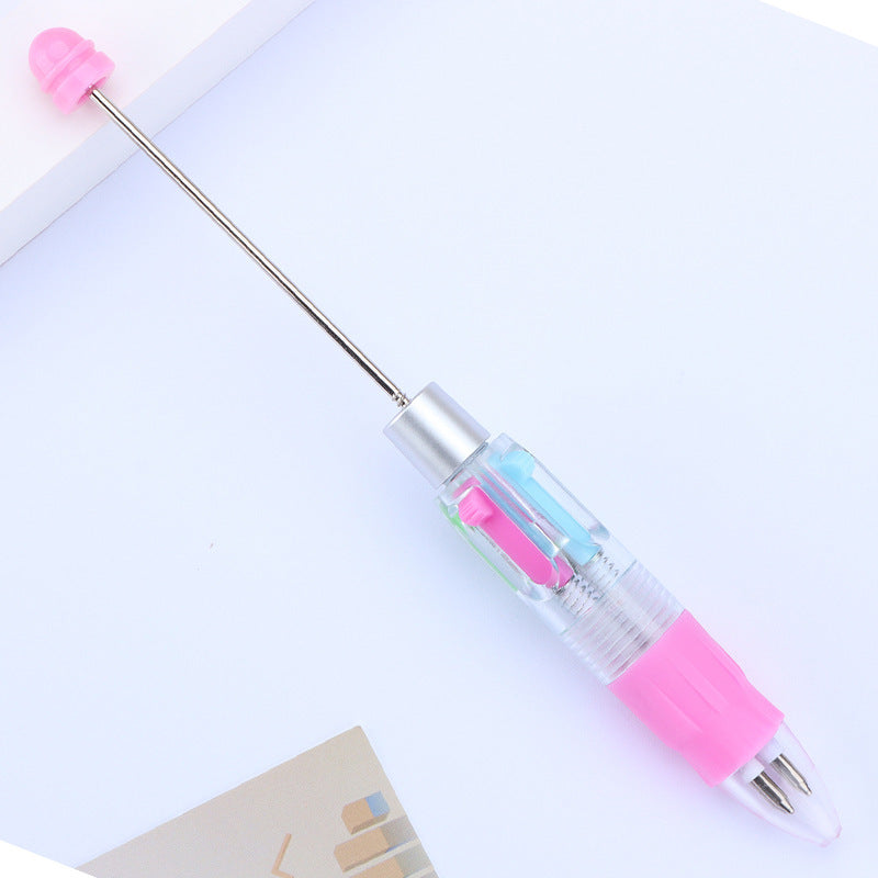 Buy Center Ultimate-Cute Puzzle Multi-color Beaded Visible Transparent Ballpoint Pen Bullet Type 0.7 7 Macaron Pink