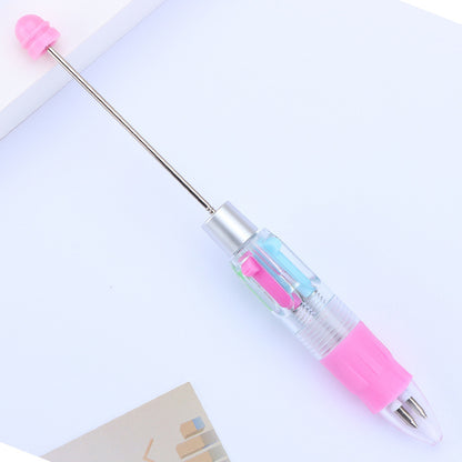 Buy Center Ultimate-Cute Puzzle Multi-color Beaded Visible Transparent Ballpoint Pen Bullet Type 0.7 7 Macaron Pink