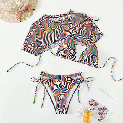 Newly Released at Buy Center: Women's Bikini Rope Mesh Colorful Bikini Swimsuit