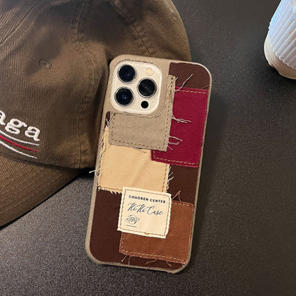 Fresh Arrivals at Buy Center: Simple Denim Canvas Stitching Phone Case Red Brown Stitching