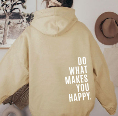 Fresh Arrivals at Buy Center: Loose Sport Hoodie Do What Makes You Happy Print Sweatshirt Hooded Clothing Light yellwo