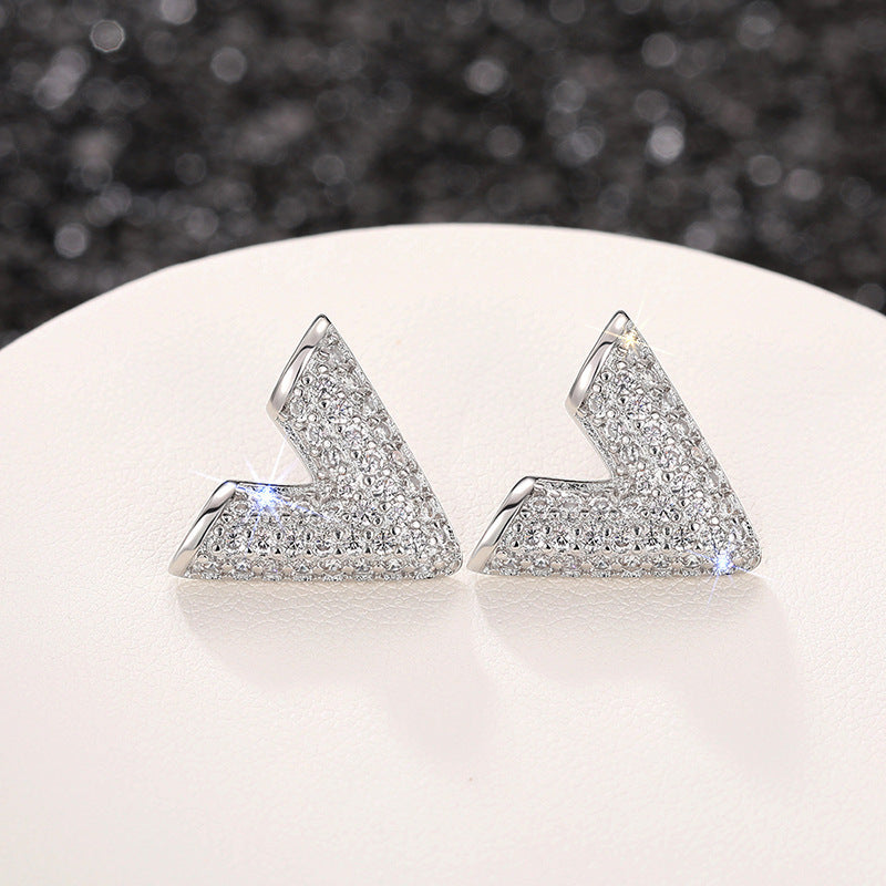 Buy Center Handpicked- Fashion Stud Earrings English Letter V-shaped E3185 White Gold Color