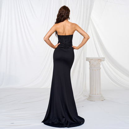 Elegant Chest-wrapped Off-neck Long Large Hem Evening Dress Buy Center