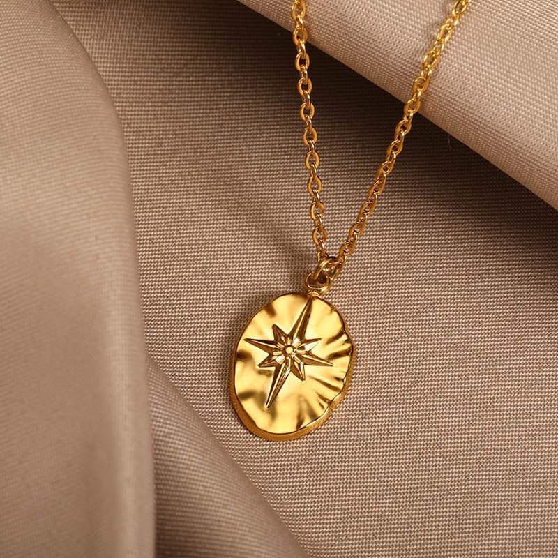 Buy Center Exclusive Offer-Niche Design Round Plate Pendant Necklace Simple