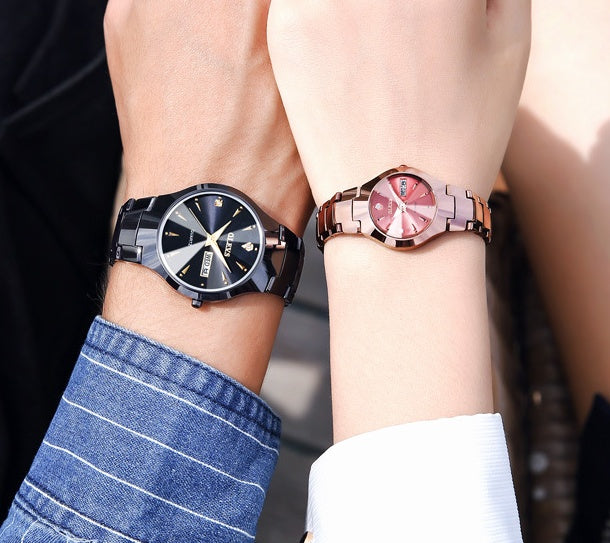 Tungsten Steel Quartz Watch Waterproof Luminous Ladies