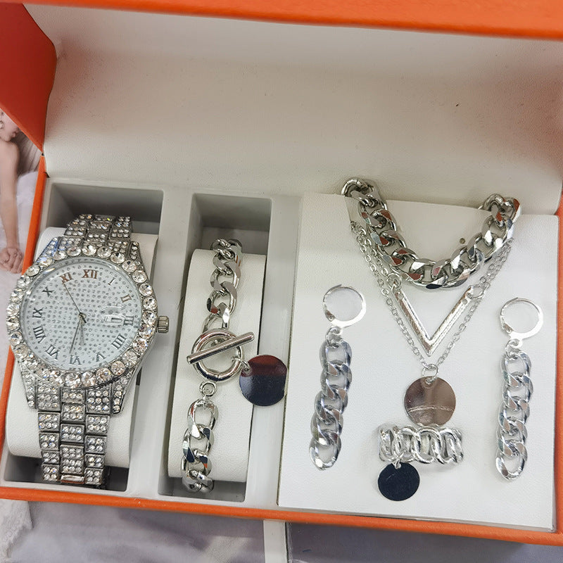 Conjunto de 5 piezas de joyería para mujer, reloj de cuarzo nuevo, regalo, reloj de pulsera