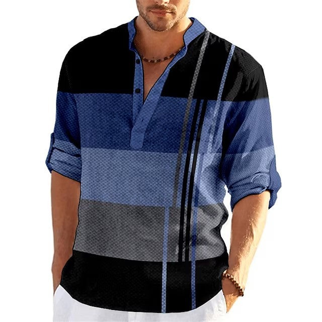 Buy Center Handpicked- Simple Printed Stand Collar Men's Casual Shirt CT13GG24