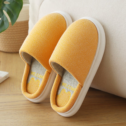 Buy Center Deal-Autumn New Linen Women's Four Seasons Home Indoor Platform Slippers Yellow