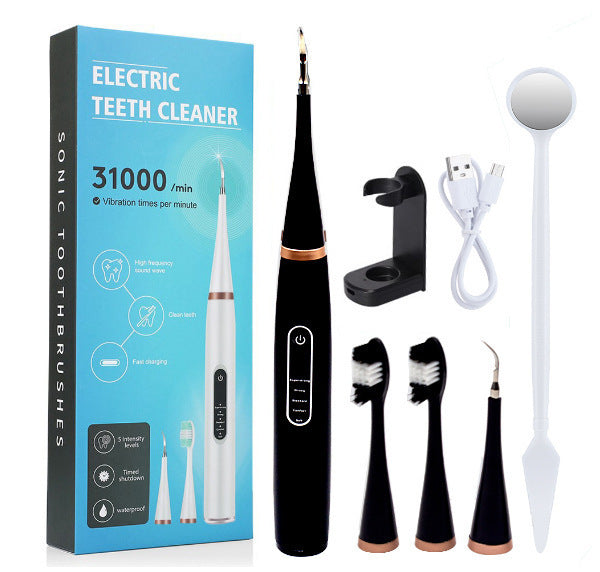 Buy Center Handpicked- Household Ultrasonic Six-in-one Electric Teeth Cleaner 156X Black VIP Version English