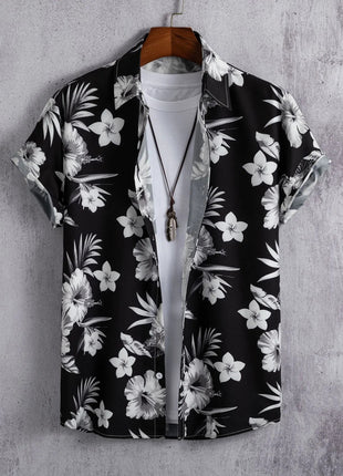 Men's Short-sleeved Shirt 3D Digital Printing Hawaiian Trendy Cardigan Shirt