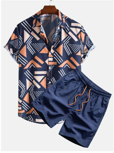 Traje informal para hombre con estampado digital 3D, camisa de manga corta, traje hawaiano