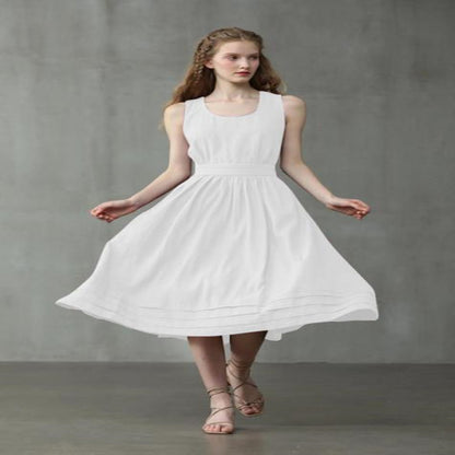 Hot New Items at Buy Center: Women's Casual Cross Back Linen Dress White