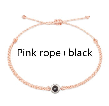 Creative Customized Color Photo Projection Bracelet Hand Woven Lovers Personality Jewelry For Men And Women Valentine's Day Gift Pink ropeblack