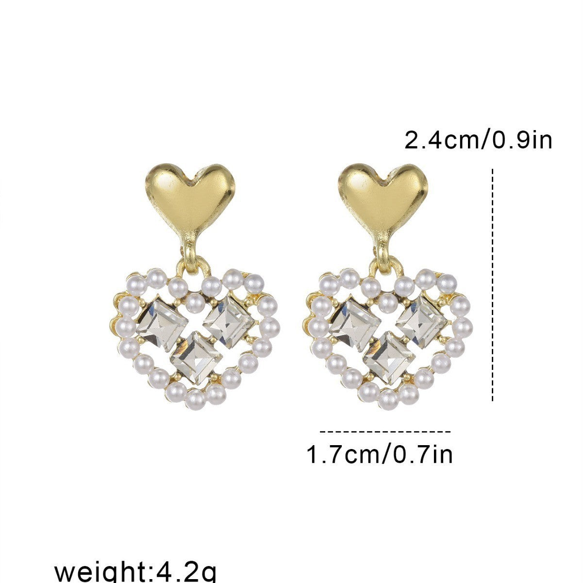 Buy Center Handpicked- Geometric Love Zircon Earrings, Fresh, Sweet, Exquisite Earrings, Fashionable, Simple, Elegant, And Niche Design