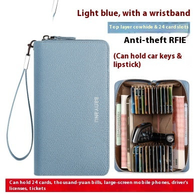 Fresh Arrivals at Buy Center: Guangzhou Banyanu Leather Factory Card Holder Female Light Blue 24 card slots