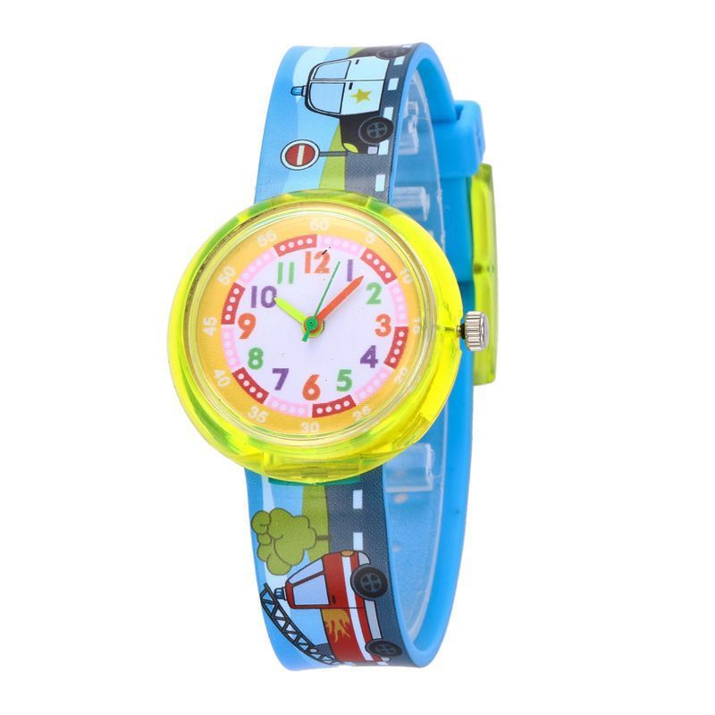 Reloj de silicona transparente con dibujos animados para niños