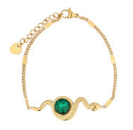 Fashion Green Stone Series Stainless Steel Necklace Bracelet