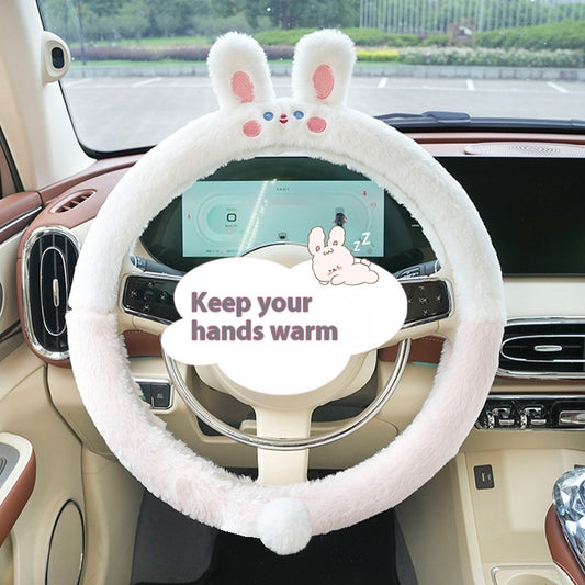 New at Buy Center: Autumn And Winter Car Steering Wheel Cover Plush Cartoon Thermal