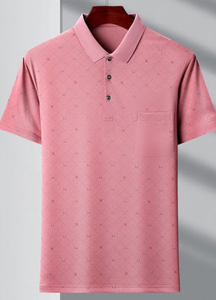 Camiseta tipo polo juvenil con cuello tipo polo y rayas con bolsillo real para hombre