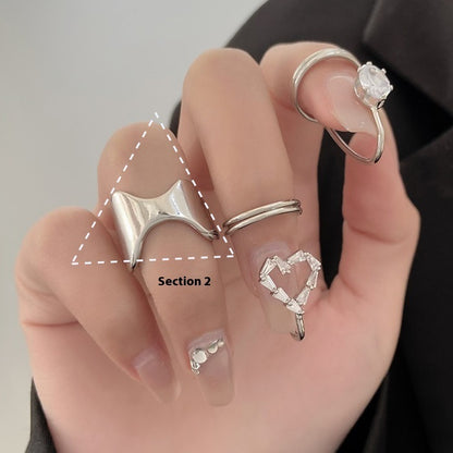 Hot New Items at Buy Center: Cross-border New Arrival Micro Inlaid Zircon Graceful Personality Wear Removable Fake Nail Tip Ring White K 835