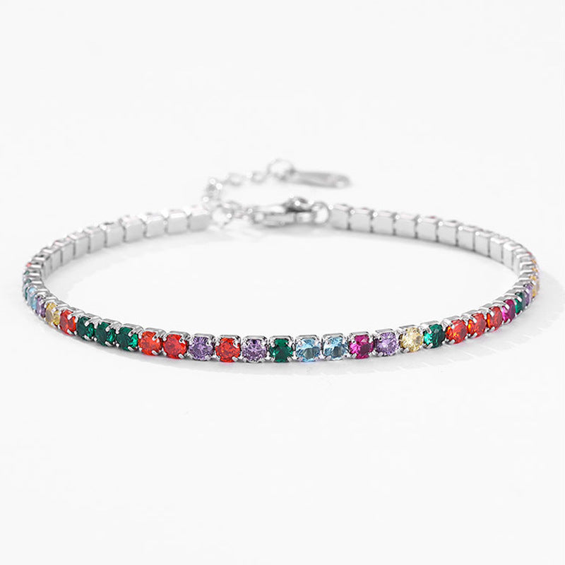 Buy Center Choice-Women's Sterling Silver Rainbow Diamond Bracelet And Necklace Set Rainbow Bracelet