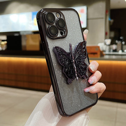 Fresh on the Scene at Buy Center: Hollow Butterfly Phone Case Gradient Transparent Plating Protective Cover Black