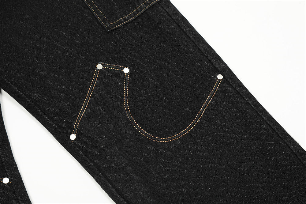 Newly Released at Buy Center: Irregular Stitching Denim Trousers For Men