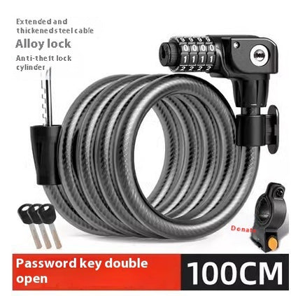 Just Arrived at Buy Center: Password Double Open Anti-theft Steel Cable Steel Wire Password Lock Bicycle Lock Without Light 100cm