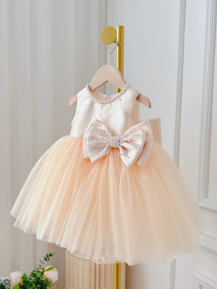 Fresh Arrivals at Buy Center: Children's Dress Girls' Summer Long-sleeve Coat Pettiskirt Champagne Big Bow High-waisted Gauzy