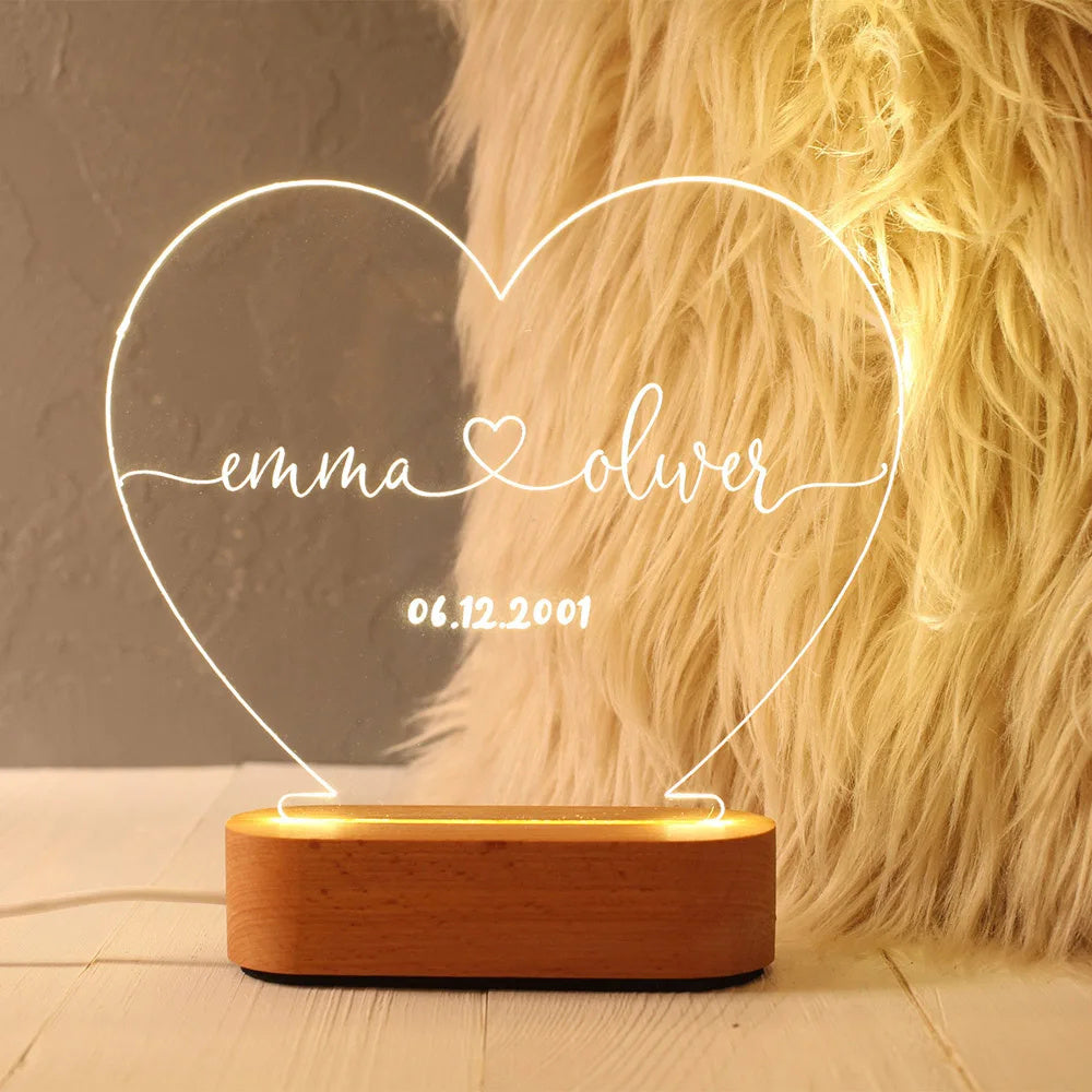 Trending Now at Buy Center: Custom Night Light As Valentines Day Anniversary Romantic For Bedroom Night Lamp Couple For Him Names And Date Engagement Gift