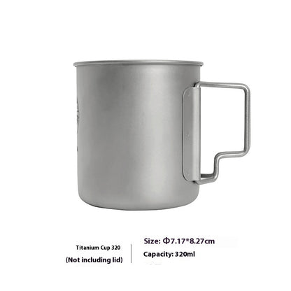 Just Arrived at Buy Center: Pure Titanium Metal Lidded Folding Handle Mug Titanium Bottle 320ml