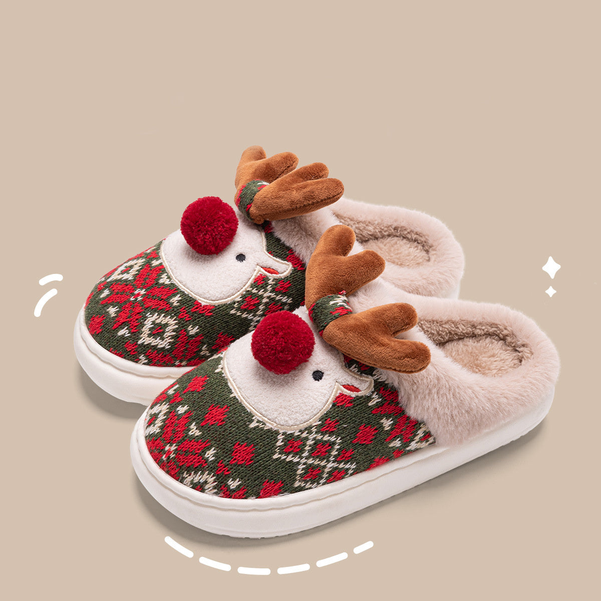 Cute Christmas Elk Plush Slippers Winter Ins Fashion Non-slip Floor Bedroom Home Slippers For Women Fuzzy House Shoes Buy Center