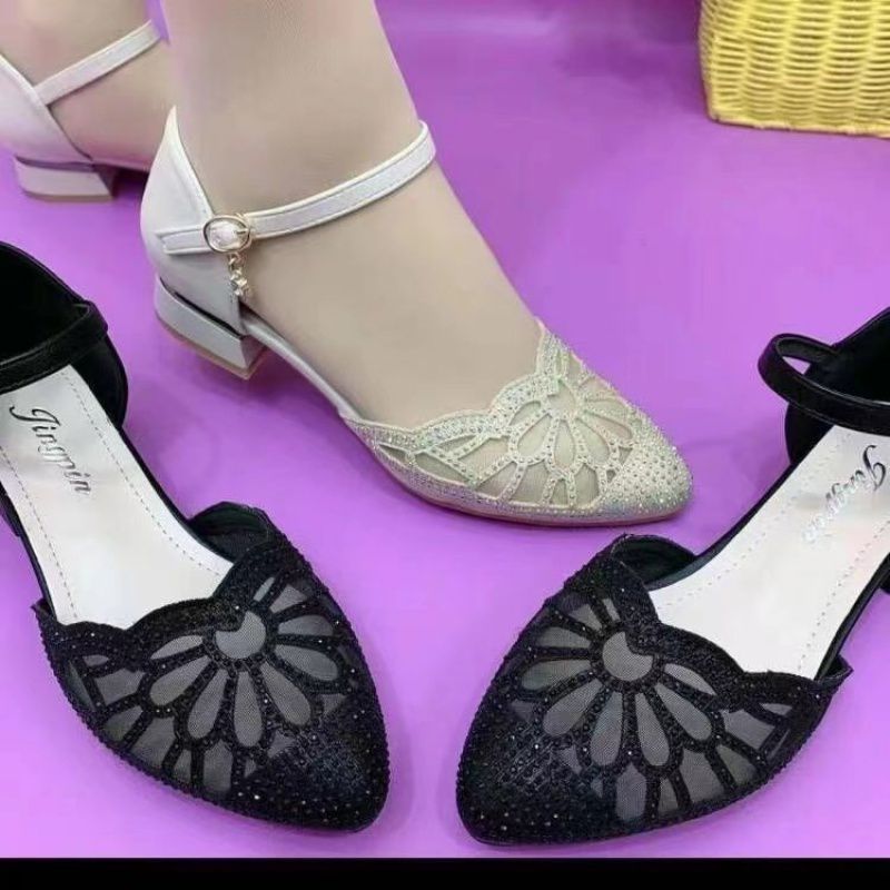 Buy Center Top Rated-Women's Rubber Low-cut Solid Color Low-top Middle Heel Slippers Shoes