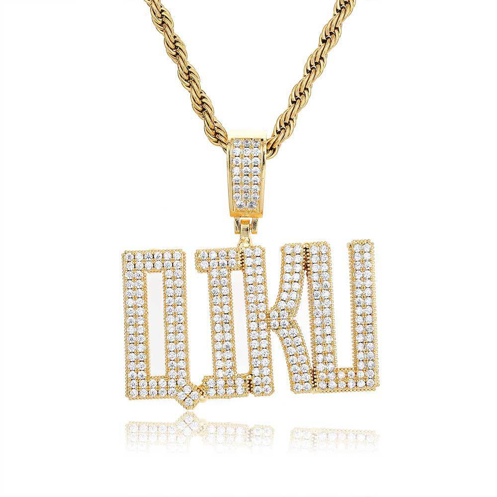 Fresh Arrivals at Buy Center: Hip Hop Copper With Zirconia Block Letter Pendant Necklace