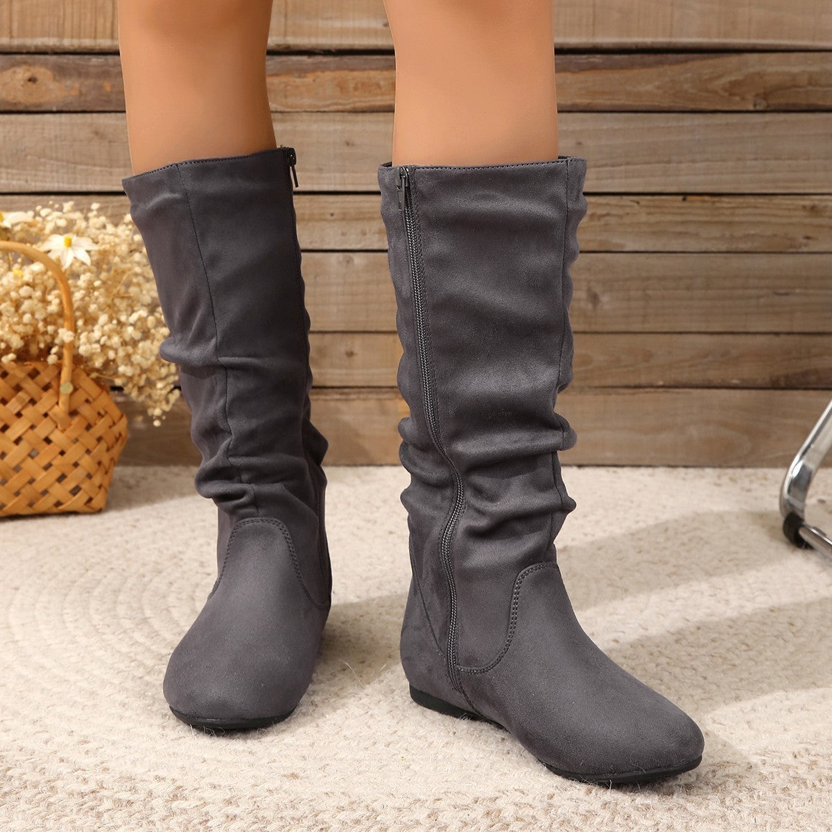 Winter Warm Round Toe Side Zipper Women's Middle Boots Buy Center