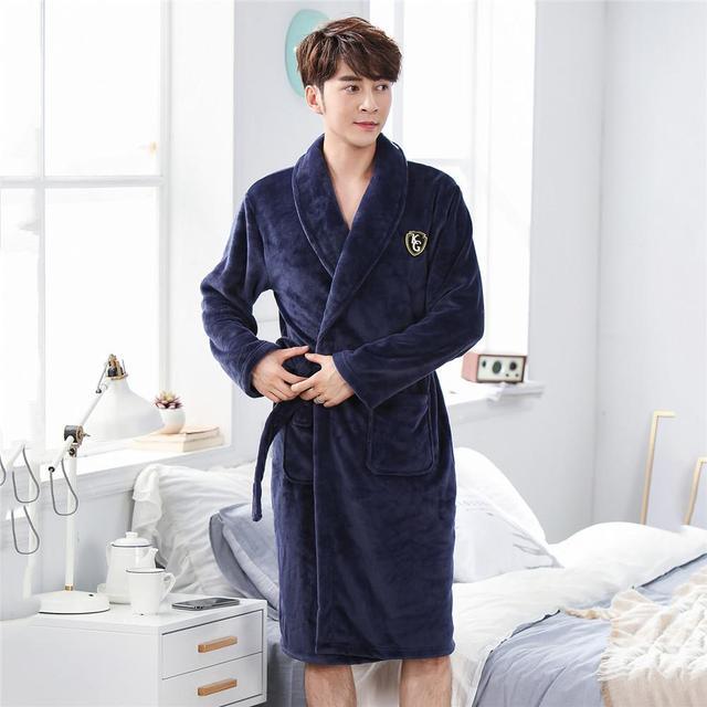 Winter Flannel Lovers Robe Gown Elegant Solid Casual Sleepwe Buy Center