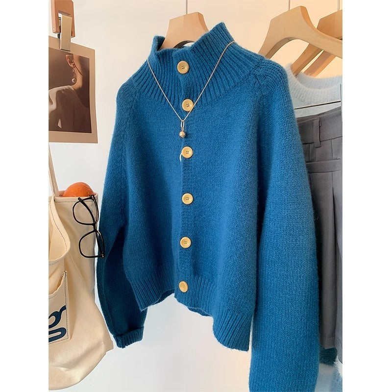 High Collar Soft Glutinous Cropped Sweater Coat Buy Center