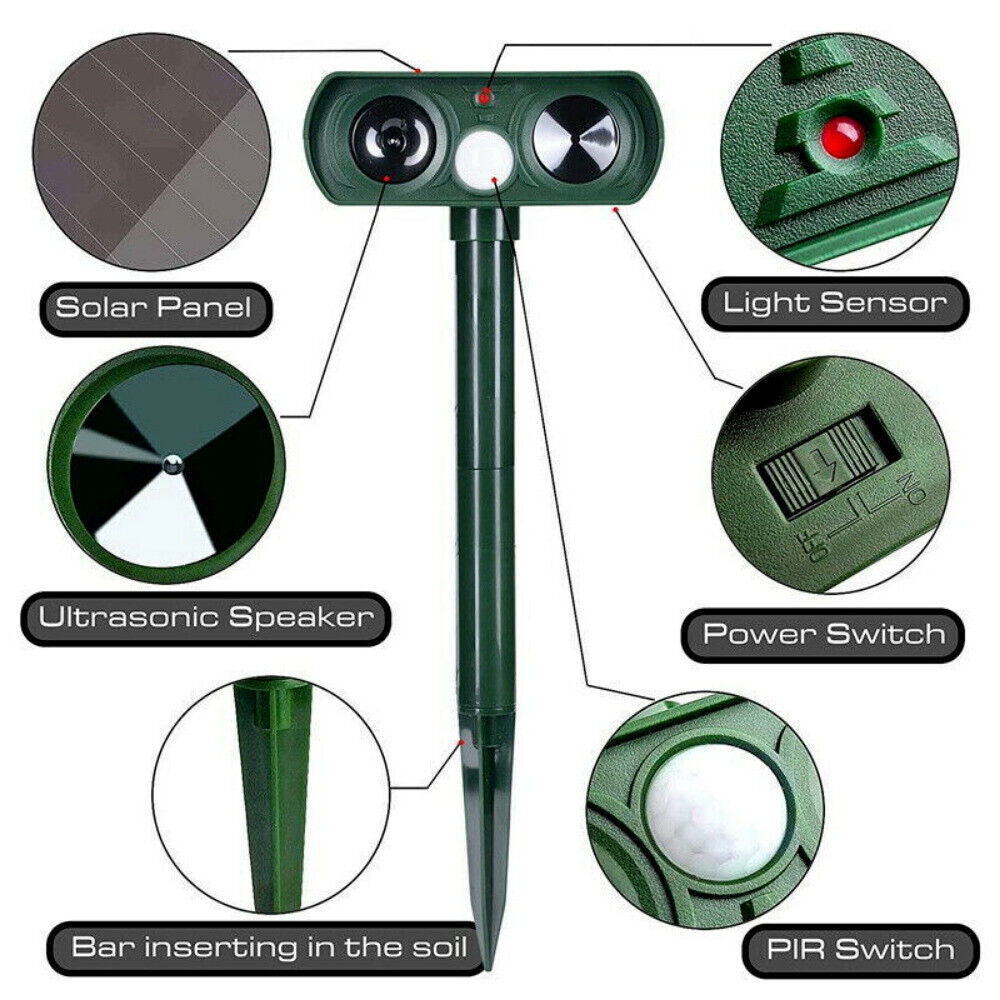 Ultrasonic Solar Pest Repellent Dog Cat Fox Scarer Deterrent Repeller For Garden Buy Center