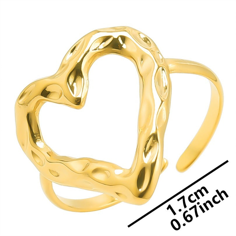 Stainless Steel Heart-shaped Open Ring Buy Center