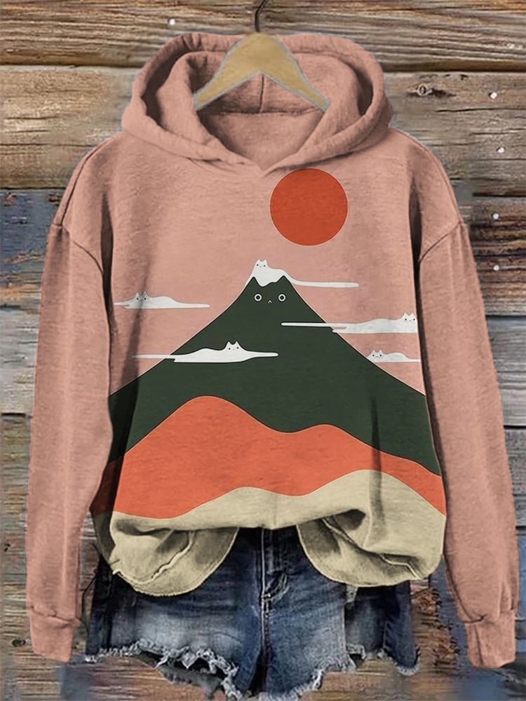 Hot New Items at Buy Center: Mysterious Cat Art Print Stitching Hoodie Sweater LIANMAO30