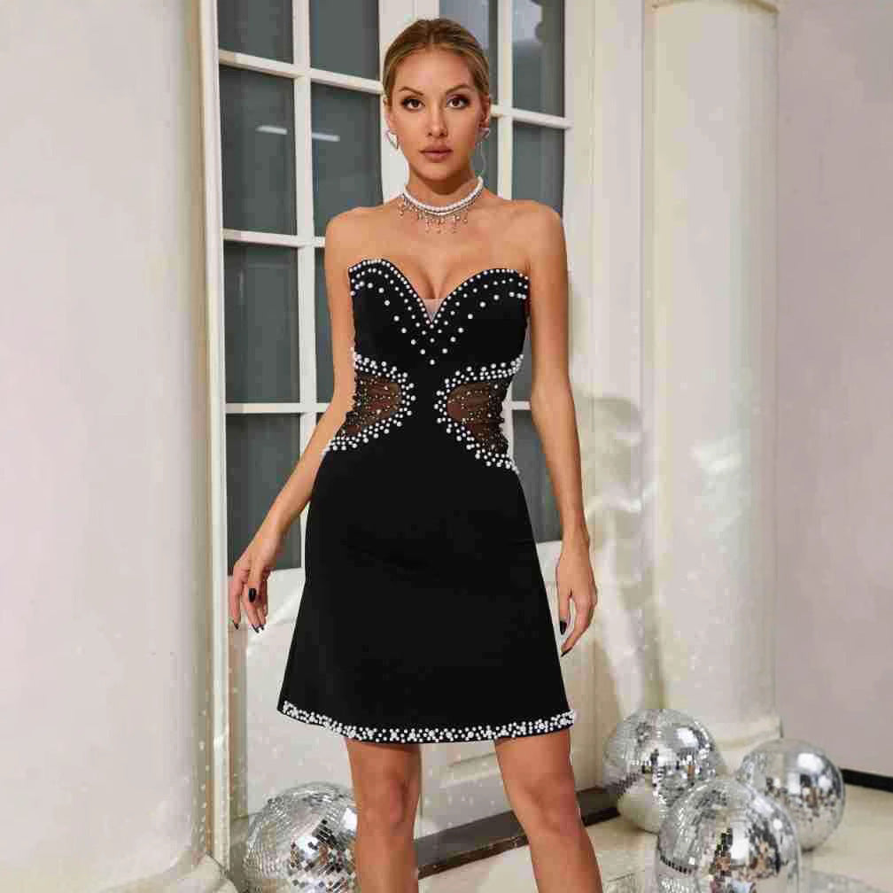 Sexy Cutout Tube Top Bubble Beads Dress | Women's Clothing3 | Buy Center