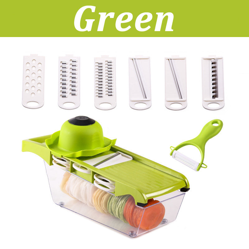 Multifunctional Vegetable Cutter Home Kitchen Slicing And Dicing Fruit Artifact Green